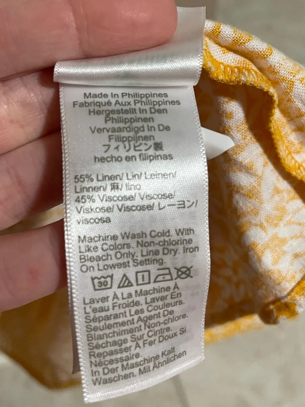 J. Crew Yellow and White Floral Ruffle Sleeve Linen Blend Dress